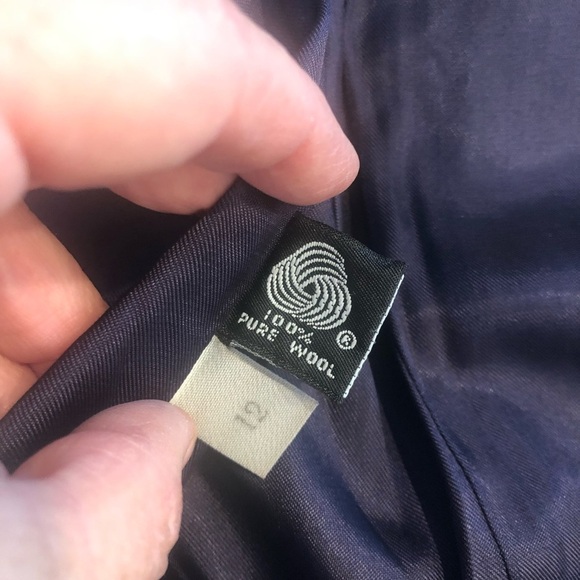 VNTG Georgio Sant Angelo Wool Windowpane Navy White Double Breasted Blazer - Picture 6 of 10